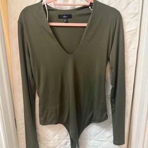 Lulu's Forest Green Ribbed Knit Top